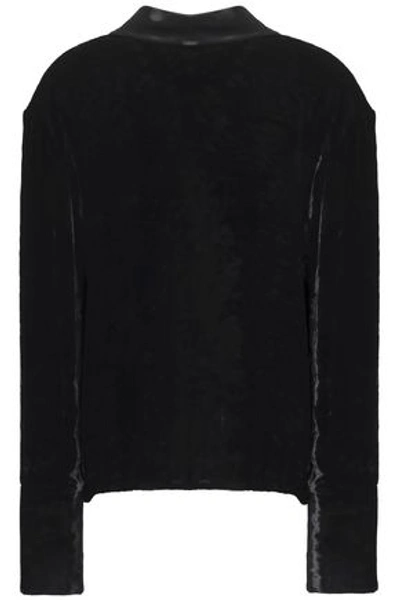 Maison Margiela Open-back Satin-trimmed Crushed-velvet Top In Black