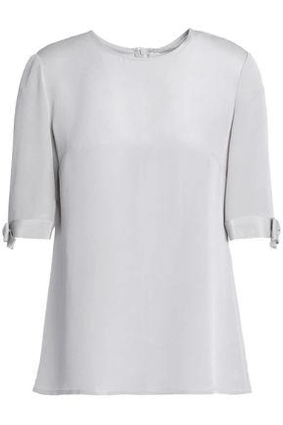 Goat Woman Bow-embellished Silk-satin Crepe Top Stone