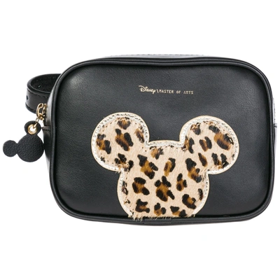 Moa Master Of Arts Women's Leather Belt Bum Bag Hip Pouch  Disney Mickey Mouse In Black