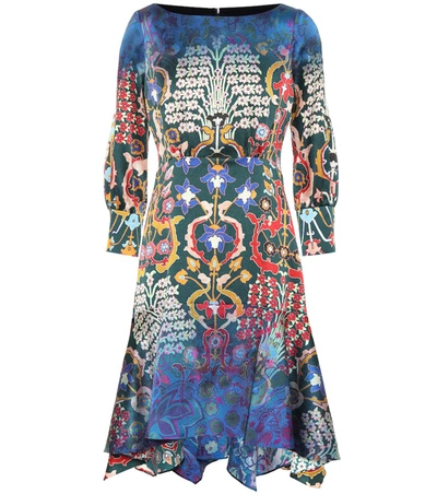 Peter Pilotto Handkerchief Hem Floral Print Dress In Blue