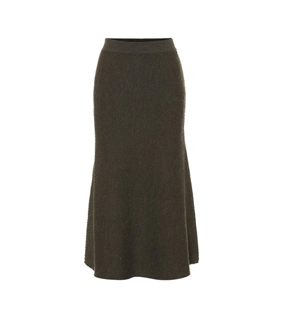 Victoria Beckham Wool Knit Midi Skirt In Green