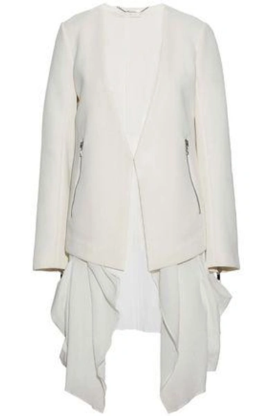 Ashley B Woman Layered Tweed And Cotton-gauze Jacket Ivory