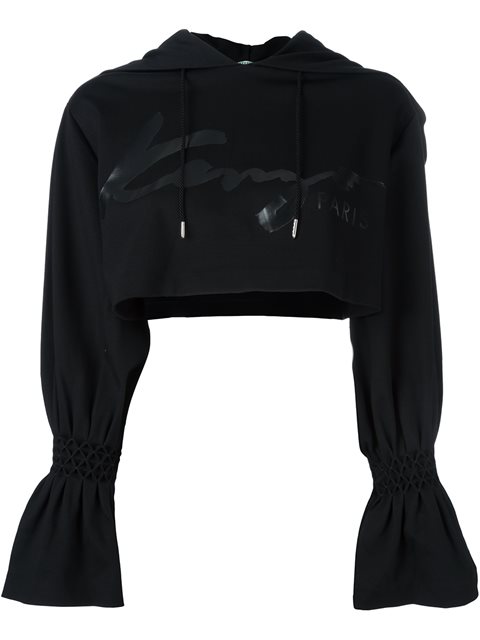 Kenzo 'signature' Cropped Hoodie In Black | ModeSens