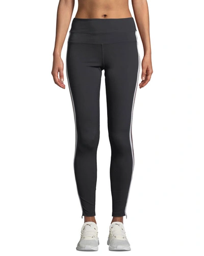 Spiritual Gangster Side-stripe High-waist Activewear Track Tights In Black