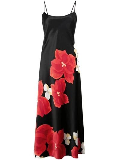 Natori Floral Print Flared Dress In Black