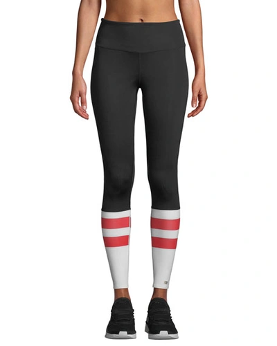 Aurum Victory High-rise Colorblock Performance Leggings In Black/red