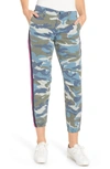 Mother Misfit Camo-print Racer Stripe Cropped Pants In Army Blue Camo