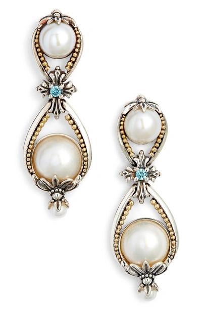 Konstantino Thalia Pearl & Blue Spinel Earrings In Silver/ Pearl