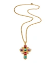 Ben-amun Cross Pendant Necklace W/ Square Stones In Gold