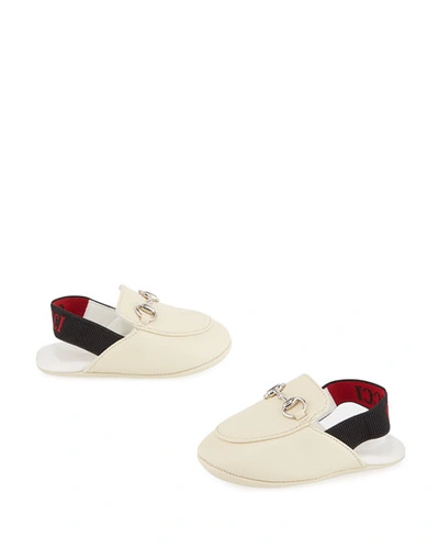 Gucci Princetown Leather Horsebit Mule Slides, Baby/toddler In White
