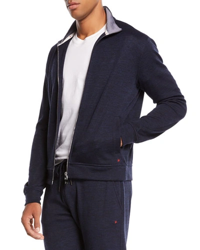 Isaia Men's Heathered Jersey Track Suit In Navy