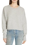 Re/done Cropped Wool-cashmere Ribbed Sweater In Heather Grey