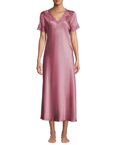 Vivis Krizia Lace-trim Silk Nightgown In Pink