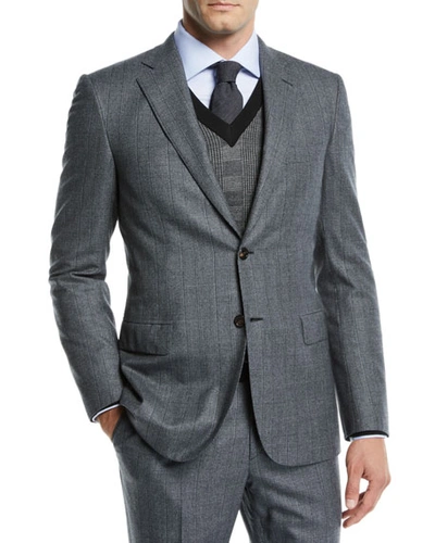 Brioni Men's Prince Of Wales Wool Two-piece Suit In Gray