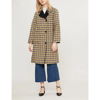 Claudie Pierlot Houndstooth-patterned Wool-blend Coat In Multico