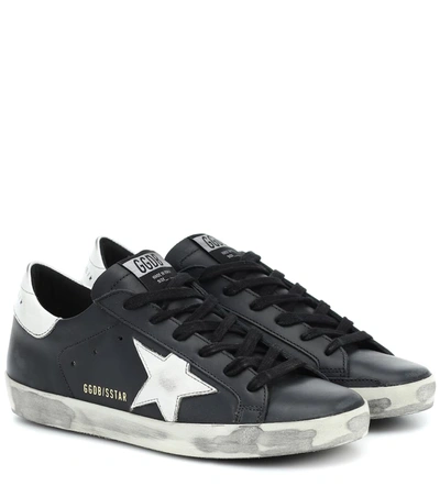 Golden Goose Superstar L27 Leather Trainers In Black-white Star