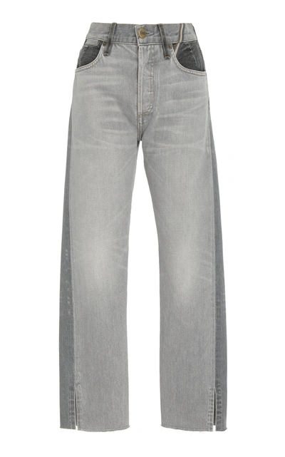 Jean Atelier Hunter Two-tone Cropped High-rise Straight-leg Jeans In Grey