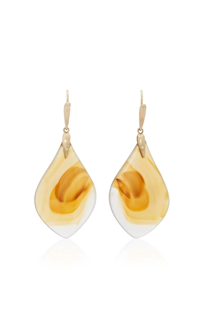 Annette Ferdinandsen 18k Gold Agate Earrings In Brown