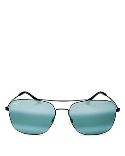 Maui Jim Men's Lava Tube Polarized Mirrored Brow Bar Aviator Sunglasses, 57mm In Matte Black/neutral Grey