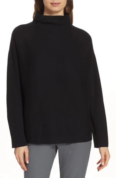 Eileen Fisher Organic Cotton Blend Sweater In Black
