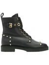 Fendi Leather Combat Boots - Black
