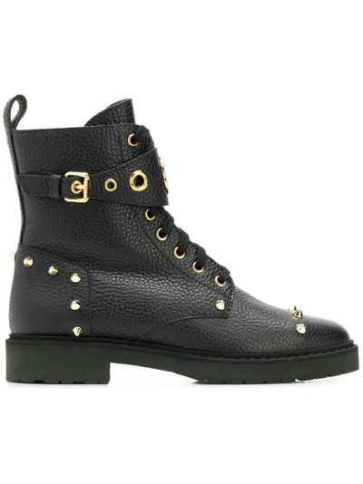 Fendi Leather Combat Boots - Black