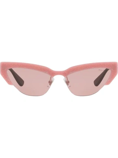 Miu Miu Semi-rimless Cat-eye Sunglasses In Violet