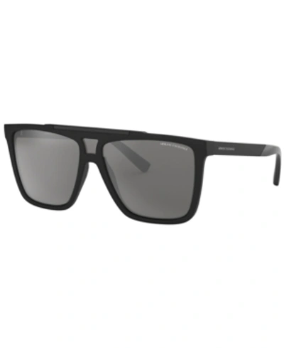 Armani Exchange Sunglasses, Ax4079s 58 In Matte Black / Light Grey Mirror Silver