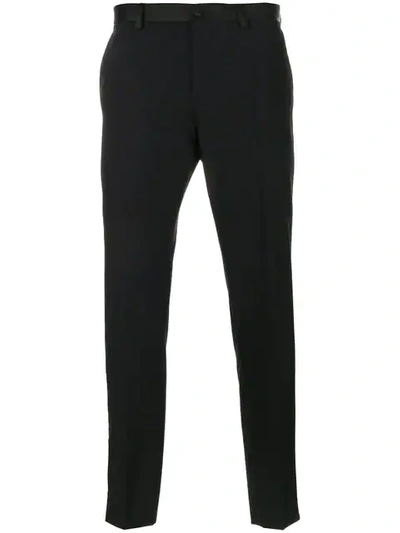 Dolce & Gabbana Slim-leg Cotton And Silk-blend Tuxedo Trousers In Black