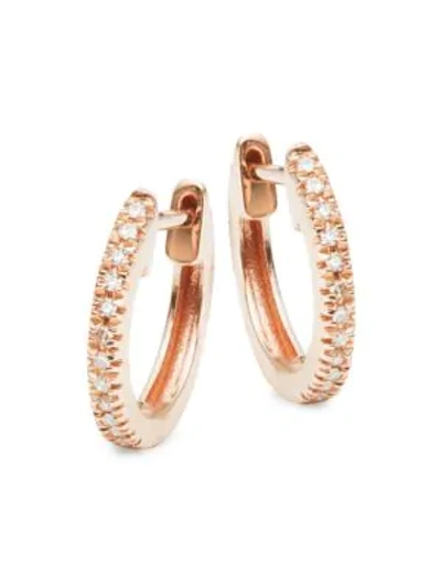 Saks Fifth Avenue Women's 14k Rose Gold & Diamond Huggie Earrings