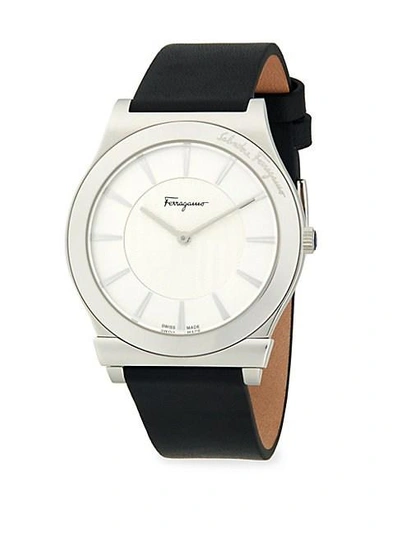 Ferragamo Stainless Steel & Leather-strap Watch In Grey