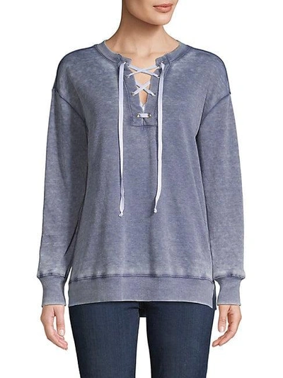 Allen Allen Lace-up Sweatshirt In Sailor Blue