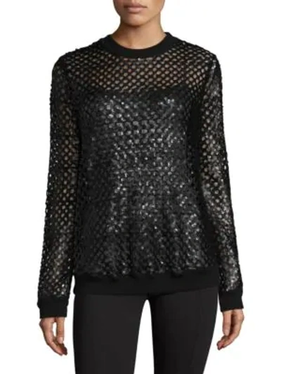 Tory Burch Lansing Sequined Wool Sweater In Black