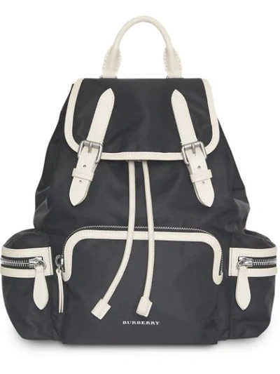 Burberry The Medium Rucksack In Technical Nylon And Leather In Black