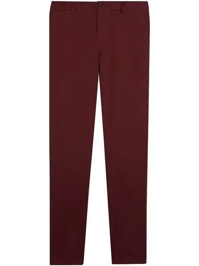 Burberry Slim Fit Cotton Chinos In Red