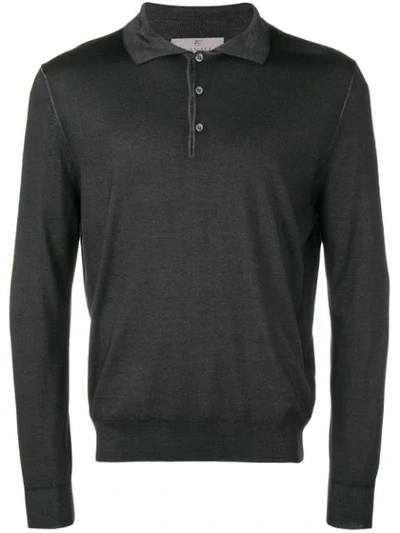 Canali Long Sleeve Polo Shirt - Grey