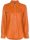 Isabel Marant Nile Leather Shirt In Yellow & Orange