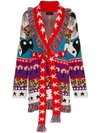 Alanui Psychedelic Mushrooms Cardigan In 9099 Red Multicolor