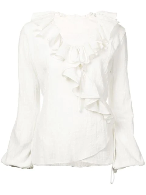 ruffle wrap blouse