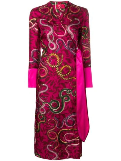 F.r.s For Restless Sleepers Snake Print Wrap Dress In Pink