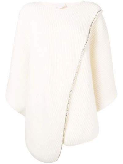 Genny Asymmetric Knitted Top - White