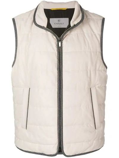 Canali Quilted Gilet In Neutrals