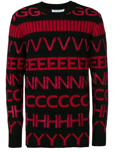 Givenchy Knitted Letters Sweater In Black