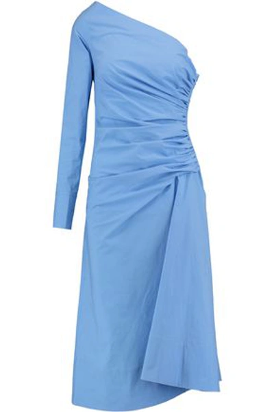 Emilio Pucci Woman One-shoulder Ruched Cotton-blend Dress Light Blue