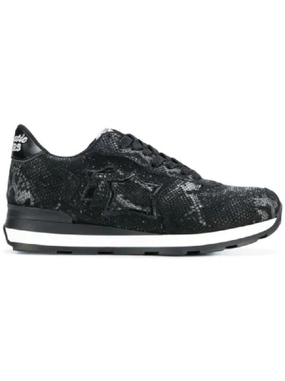 Atlantic Stars Black Leather Sneakers