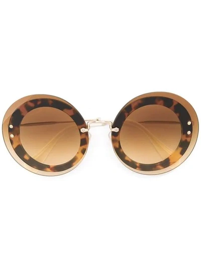 Miu Miu Reveal Round Sunglasses In Brown