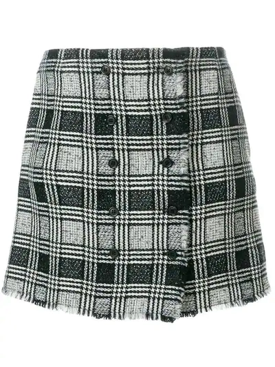 Thom Browne Checked Wool-blend Miniskirt In Black