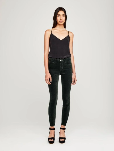 L Agence Marguerite Velvet Jean In Evergreen