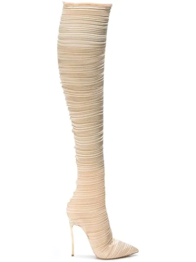 Casadei Pleated Knee-length Boots - Neutrals