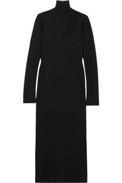 Haider Ackermann Wool And Cotton-blend Jersey Turtleneck Midi Dress In Black